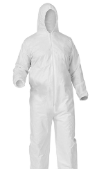 Protective Apparel — White 55G Microporous Coverall With Hood, Elastic Cuffs, Ankles & Waist